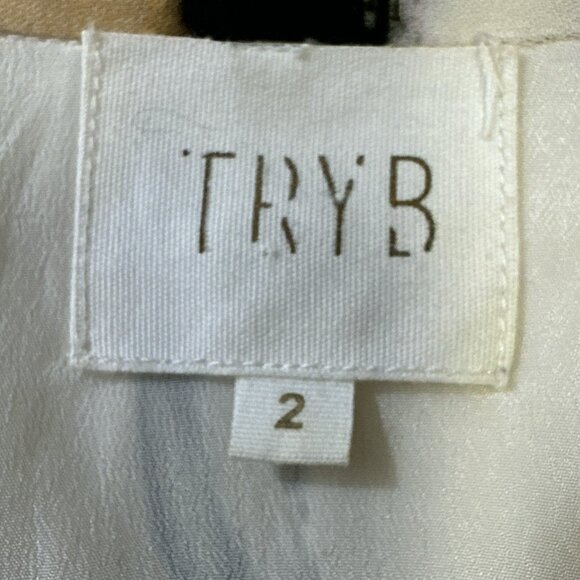 TRYB Dress Sleeveless Ruffle Hem Mesh Sides Women's sz 2 Boho - Picture 12 of 16